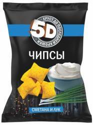 45 гр Чипсы пшеничные 5D со вкусом сметана и лук 1/40                                               