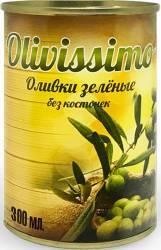 Оливки  "OLIVISSIMO" зеленые без косточки 280гр 1/12                                                